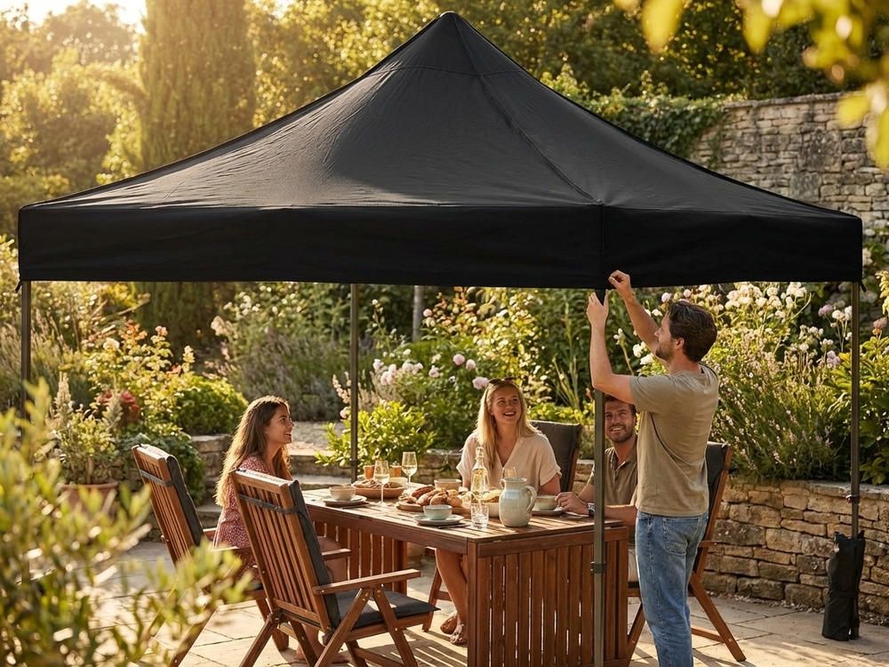 Black gazebo roof cover 4x4 meters for outdoor events