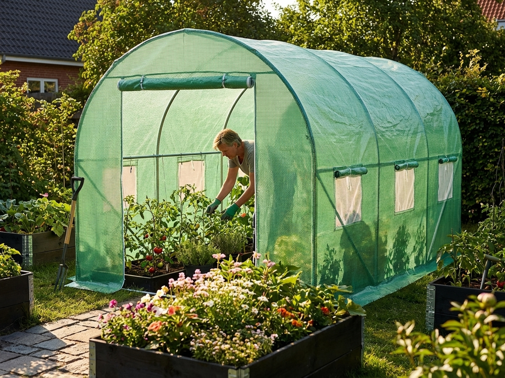 Green polytunnel greenhouse cover, 2x3x2m, polyethylene material