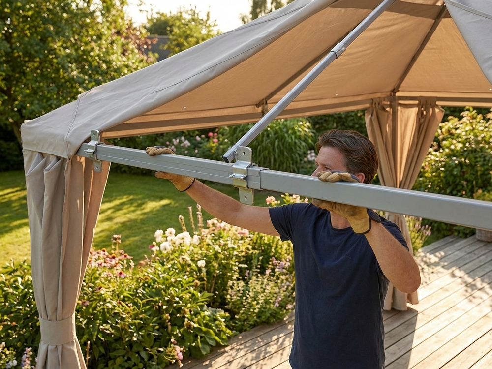 Aluminium roof pole for outdoor structures, 1.76 m silver
