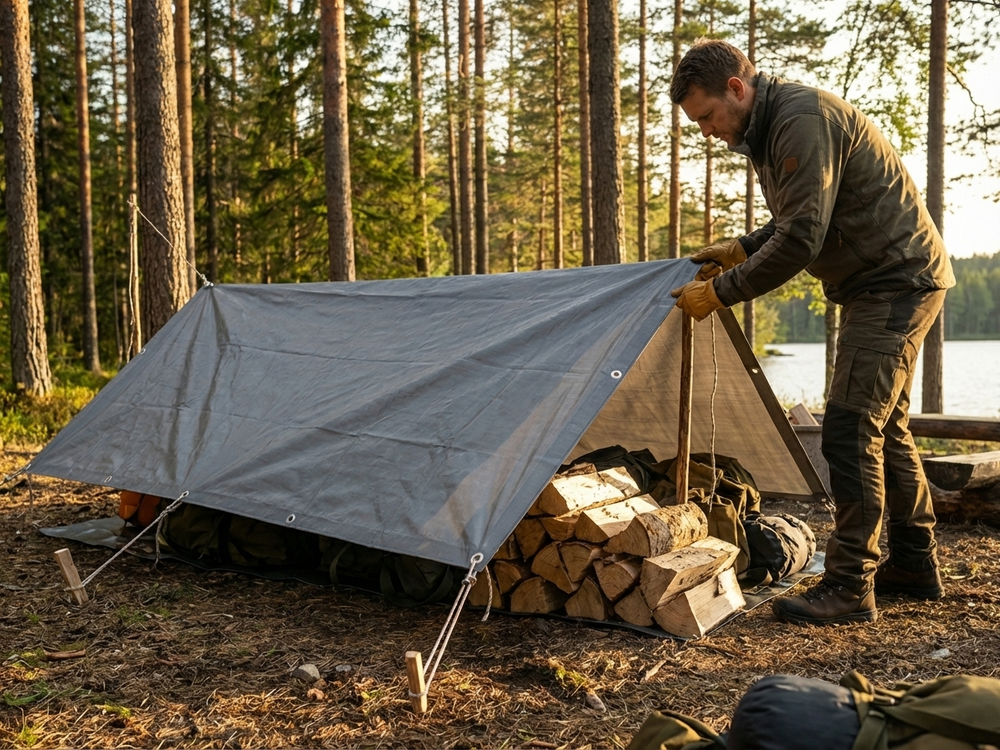 Grey PVC tarpaulin 10x12 m, flame retardant