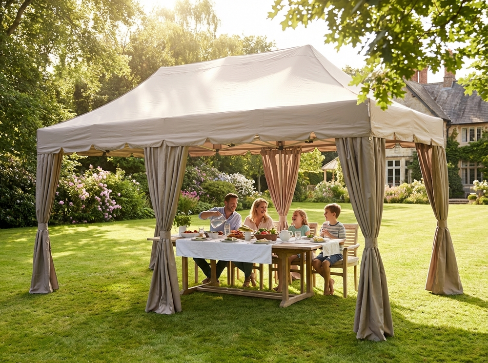 Pop Up Gazebo 4x8m Latte with Steel Frame - view 3