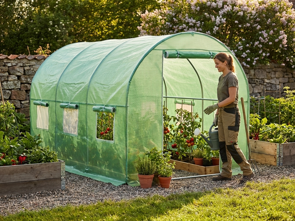 Green polytunnel greenhouse cover, 2x3x2m, polyethylene material - view 3
