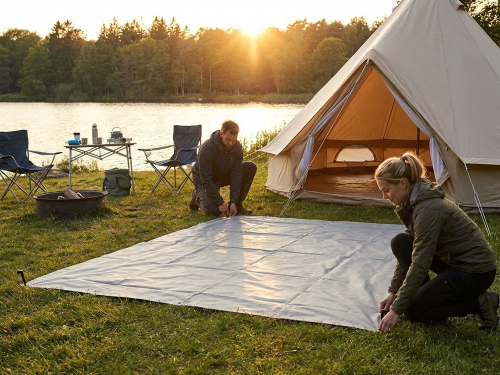 Grey PVC tarpaulin 5.5x8.5 m for ground cover