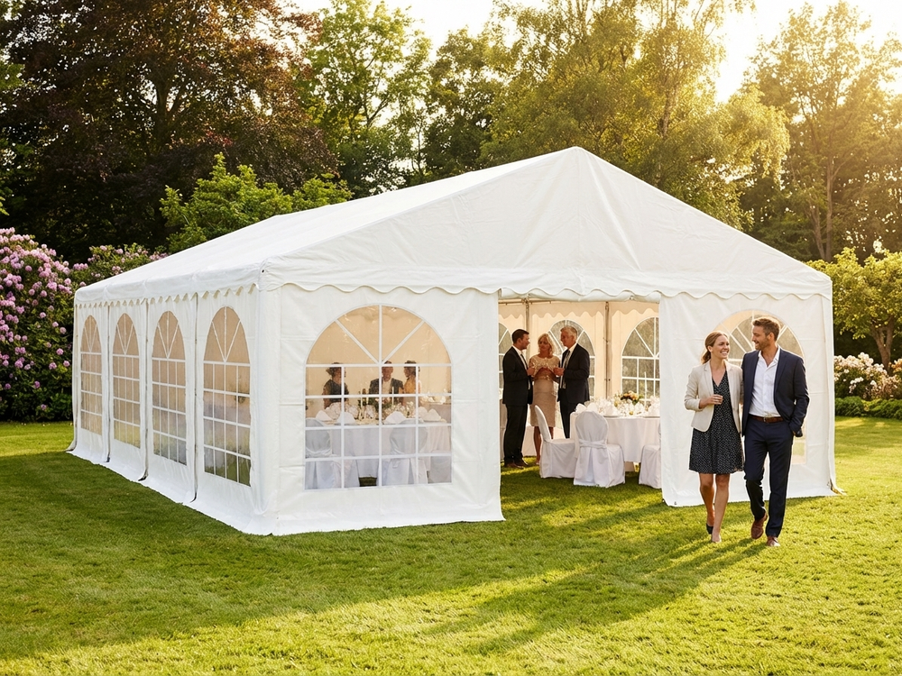 White PVC event marquee with galvanised steel frame for outdoor gatherings - view 3