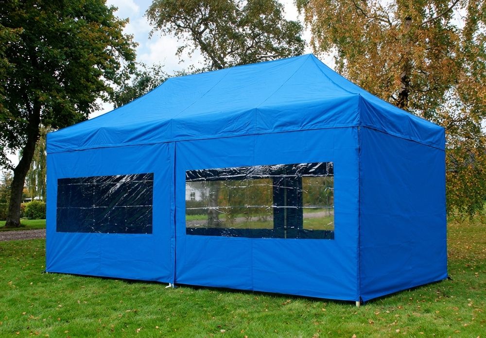 Blue Pop Up Gazebo 3x6 m with Aluminium Frame
