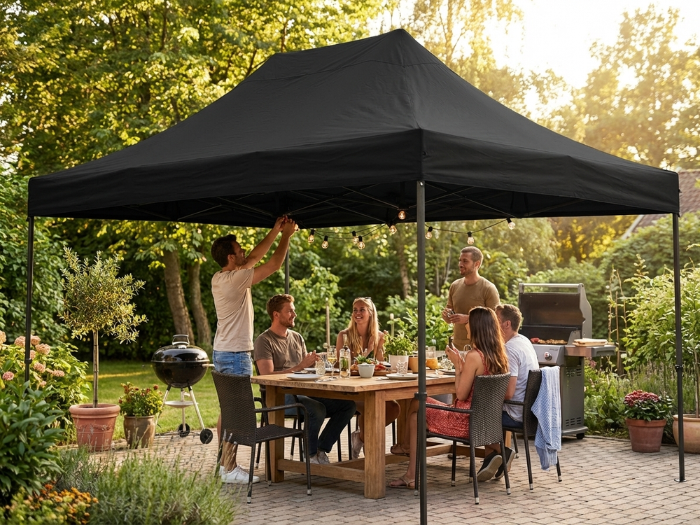 Black gazebo roof cover 4x6m for outdoor use - view 3