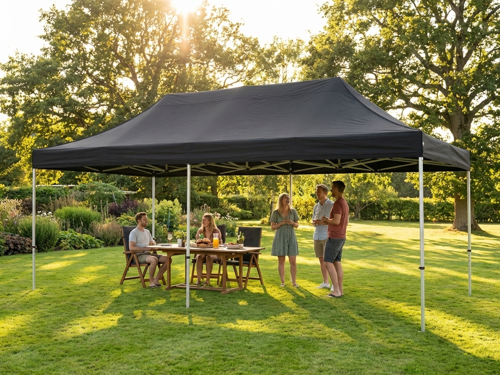 Black pop-up gazebo with steel frame for outdoor events - view 3