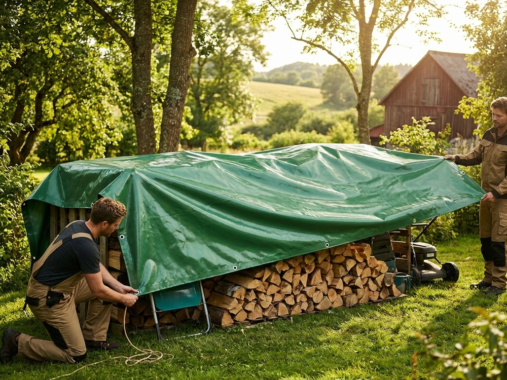 Green PVC tarpaulin 6x10 m for outdoor cover - view 3