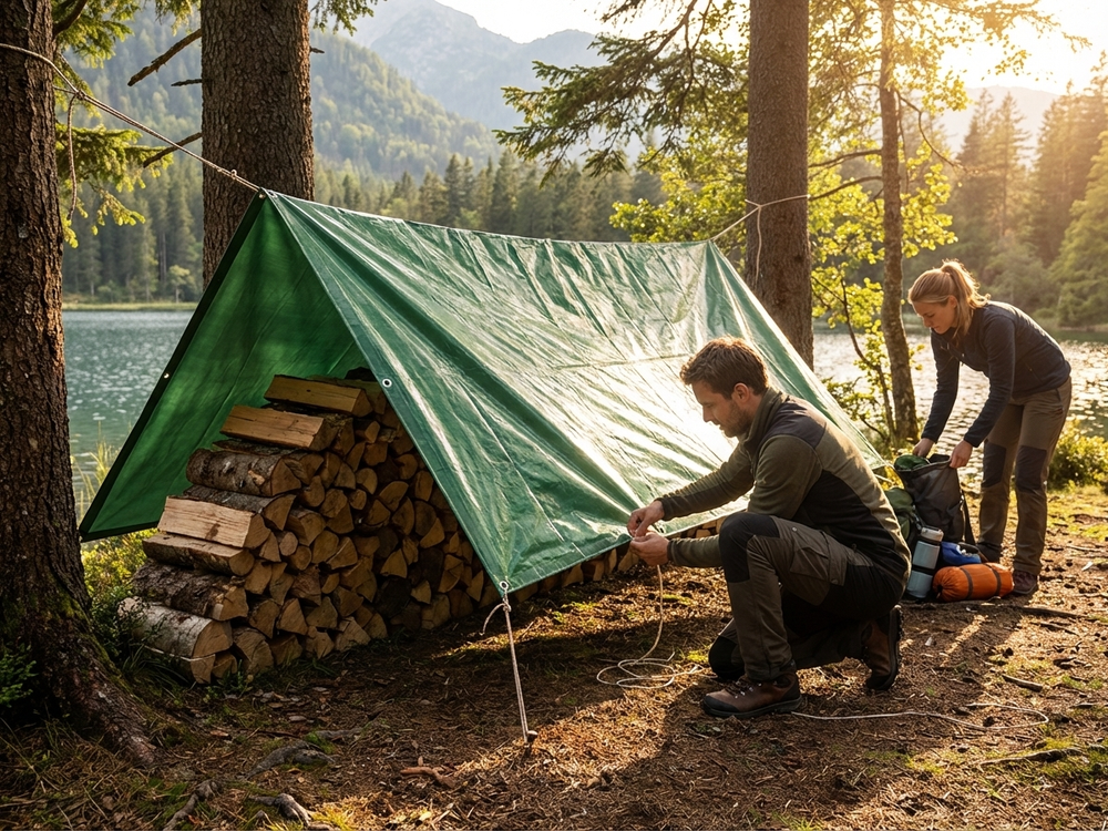 Green PVC tarpaulin 4x6 m for outdoor and indoor use - view 3