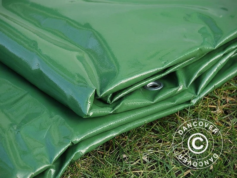Green PVC tarpaulin 6x12 m for outdoor use - product detail