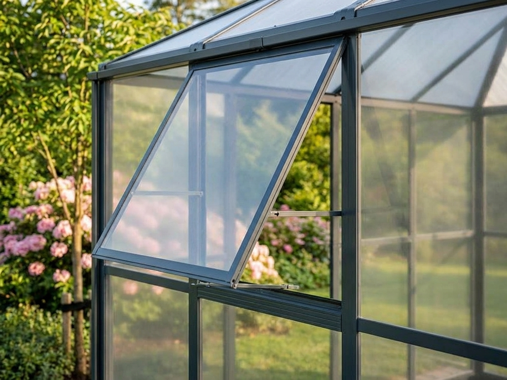 Black polycarbonate orangery with aluminium frame for domestic use