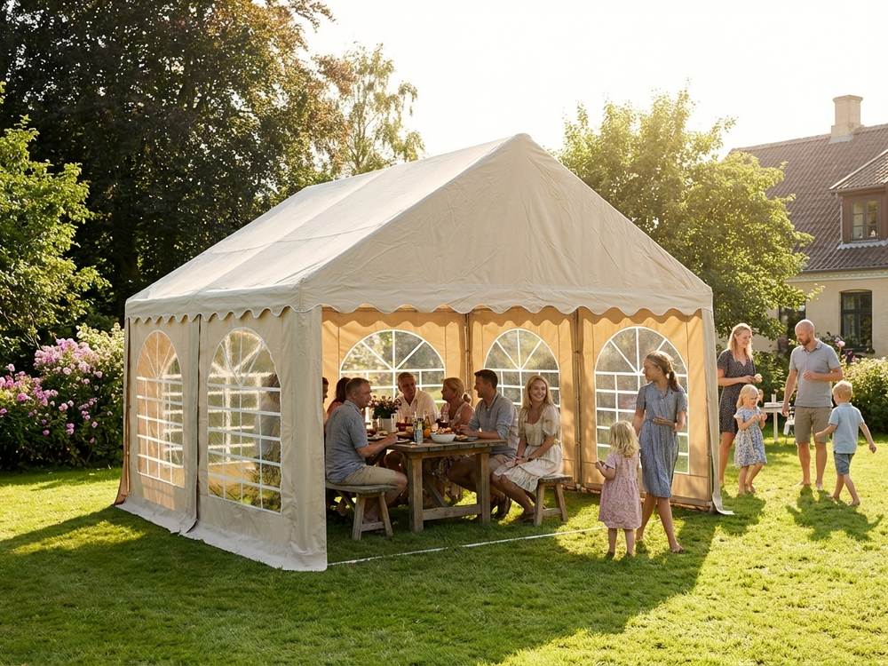Sand-coloured 4x4 m marquee for outdoor events - view 3