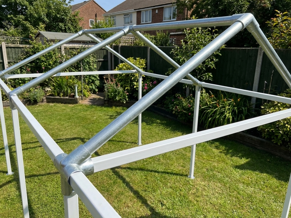 Galvanised steel roof tube, silver, Ø38 mm for industrial use