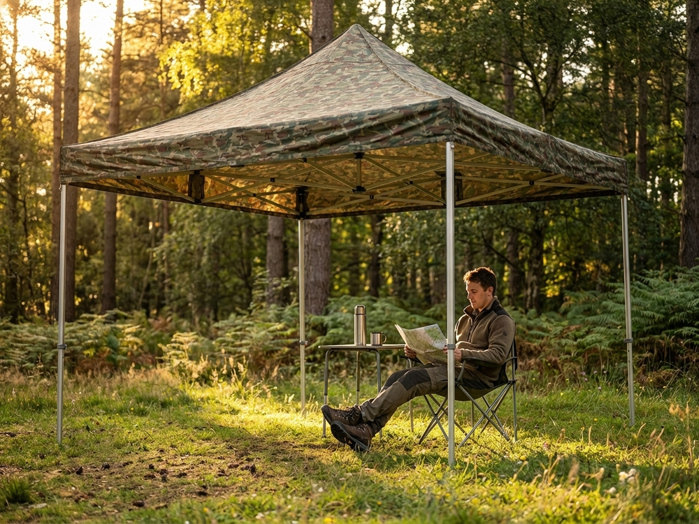 Pop Up Gazebo 4x4 m Camouflage with Aluminium Frame - view 3