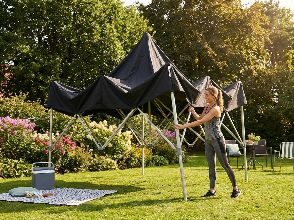 Pop Up Gazebo 3x3m Black ? Aluminium Frame