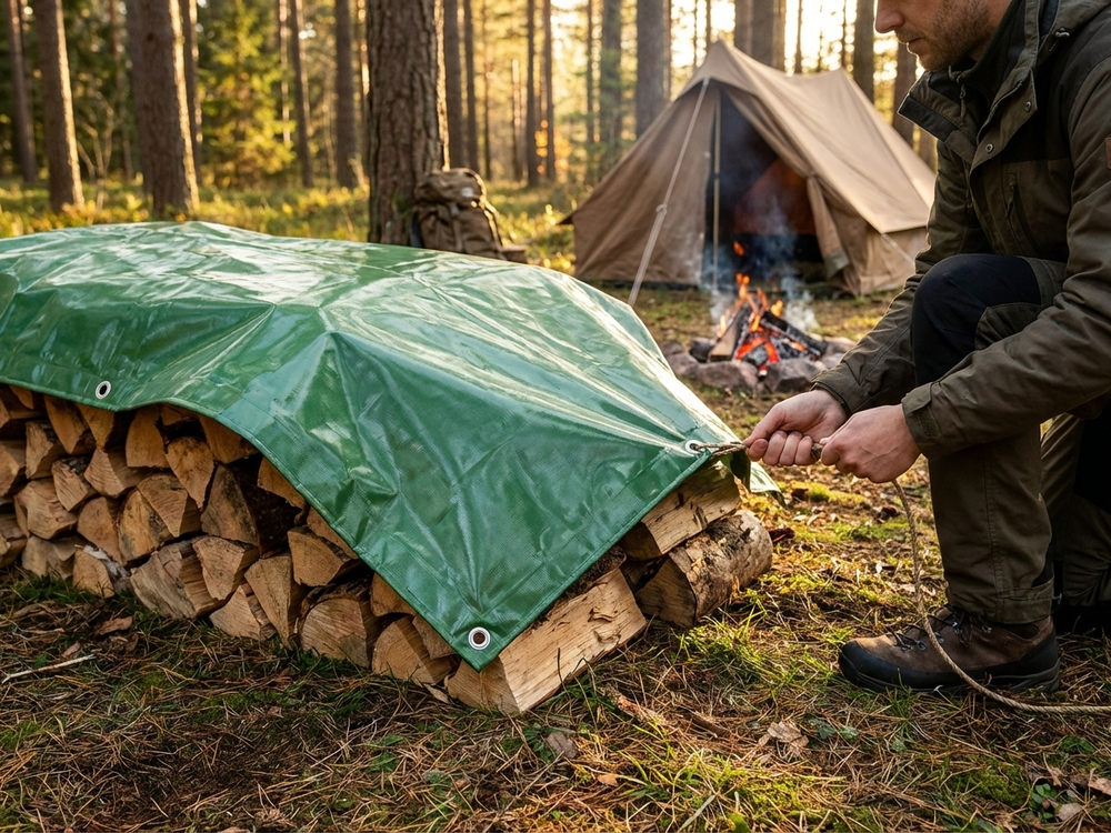 Green PVC tarpaulin 10x12 m flame retardant - product detail