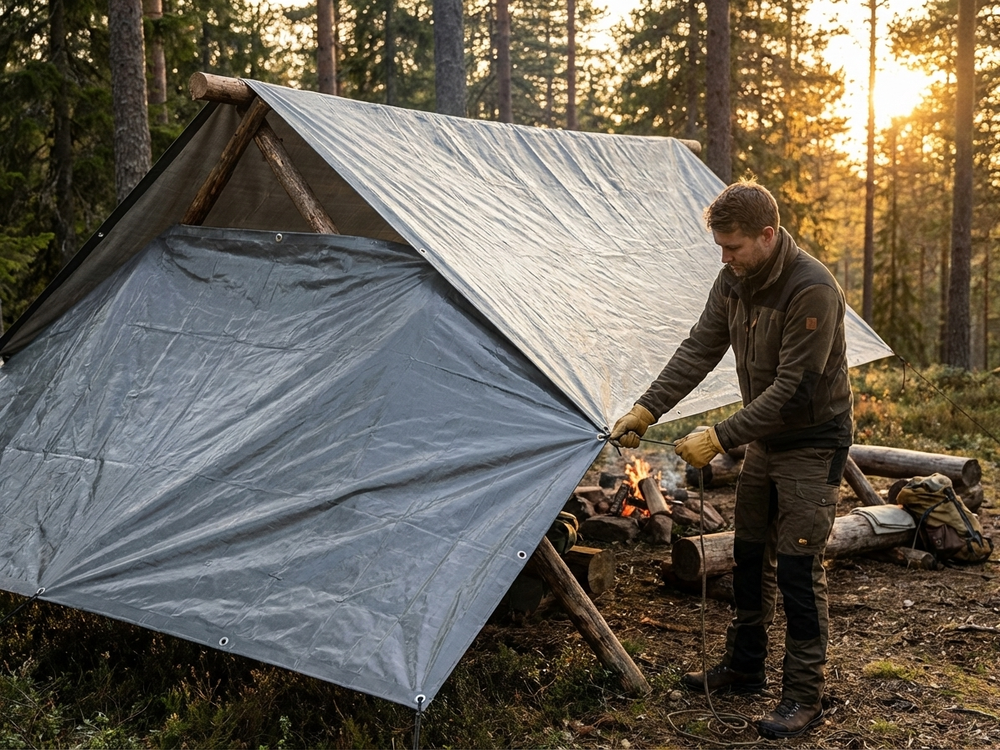 Grey PVC tarpaulin 3x10 m for outdoor use - view 3