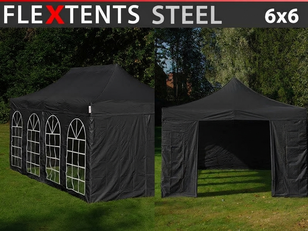 Pop up gazebo 6x6 m black with steel frame for outdoor events - product detail