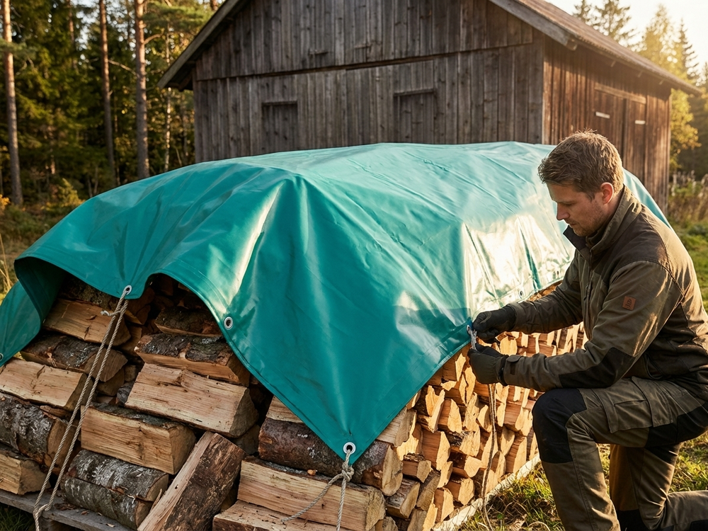 Green PVC tarpaulin 6x10 m outdoor waterproof cover