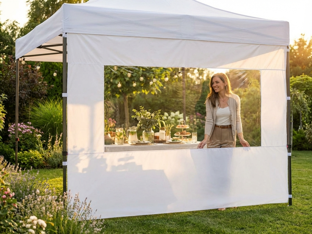 White sidewall with panorama window for event tents