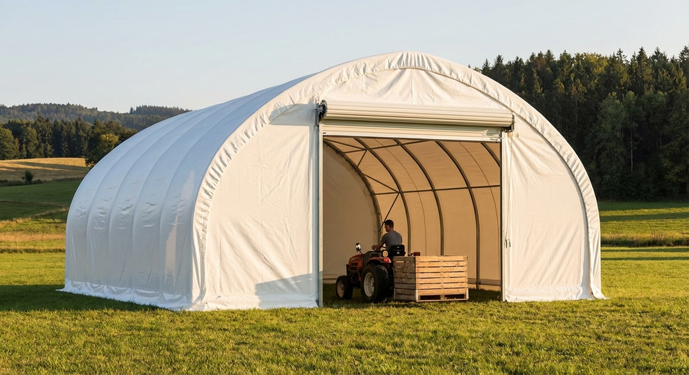 PVC Arched Storage Tent in White for Industrial Use