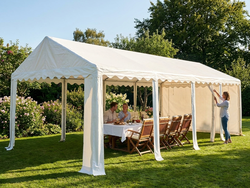White PVC marquee roof cover 4x10 m for outdoor events - view 3