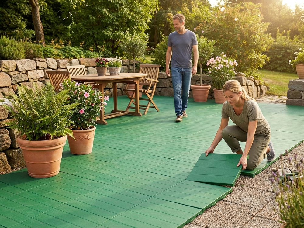 Green plastic flooring made from high-quality polyethylene - view 3