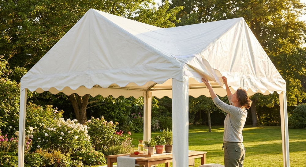 White Marquee Roof Cover 5x6m Polyethylene Tarpaulin - product detail