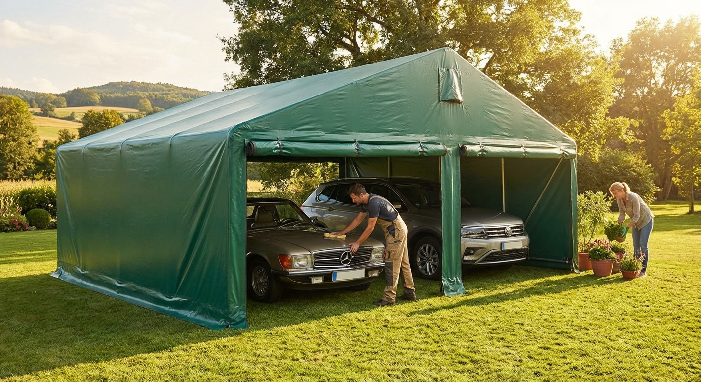 Portable Double Garage ? 5.4x6x2.9m Green PVC