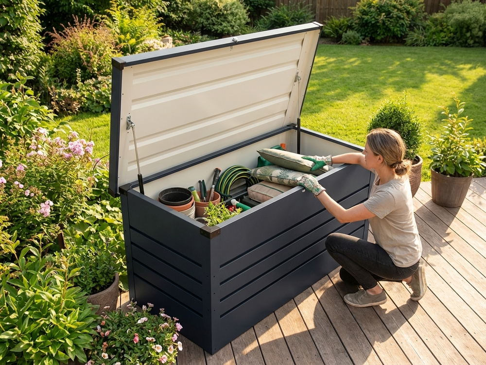 Anthracite Garden Storage Box with 348 L Capacity