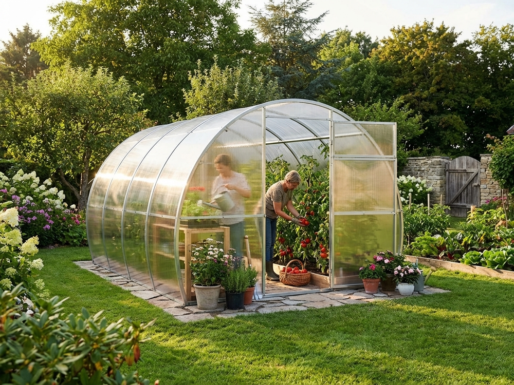 Polycarbonate Greenhouse in Silver with Galvanised Steel