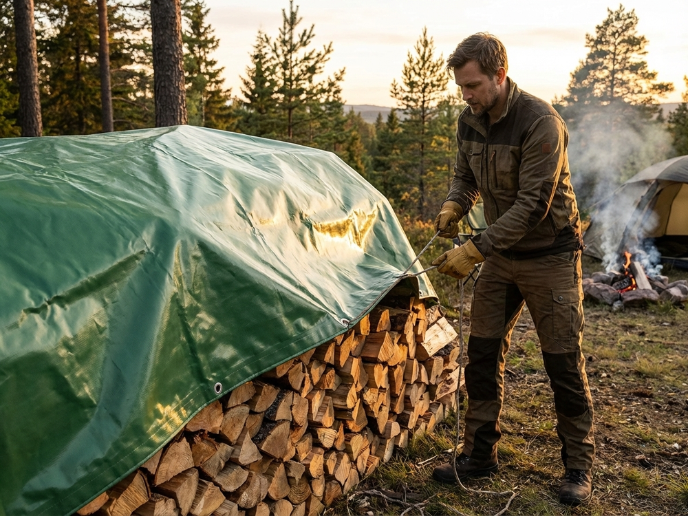 Green PVC tarpaulin 8x10 m for outdoor use - view 3