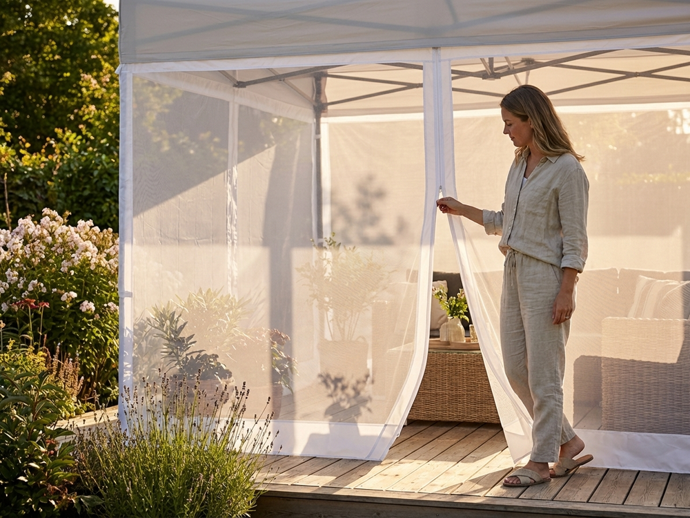 3m white mosquito net made from recycled PE for outdoor events - view 3