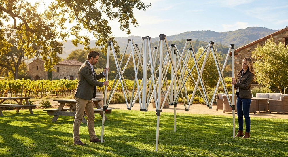 Aluminium pop-up gazebo frame in silver for commercial use - view 3