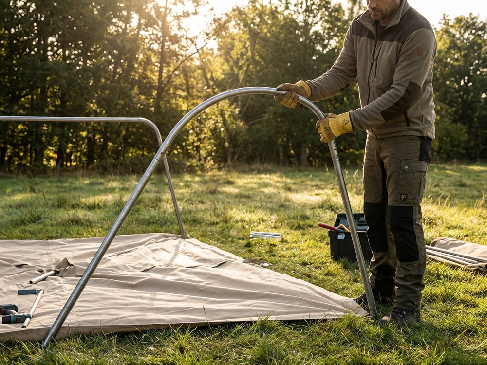 Corner Arch for Storage Tent, Silver Galvanised Steel - view 3