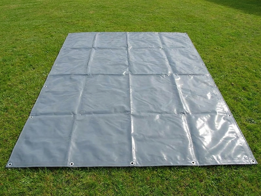 Grey PVC Tarpaulin 4x6 metres waterproof and UV-resistant - product detail