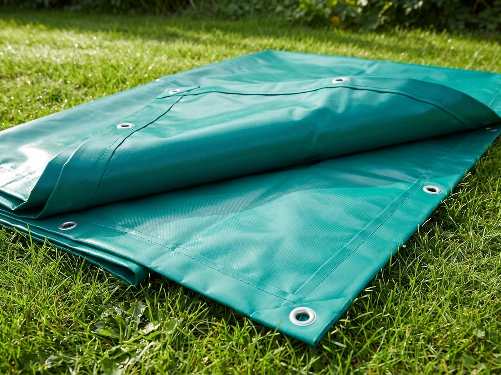 Green PVC tarpaulin 4x6 m for outdoor use - product detail