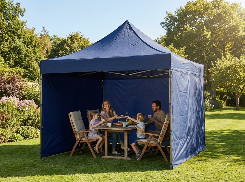 Pop up gazebo in dark blue with steel frame - view 3