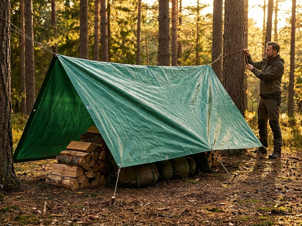 Green PVC Tarpaulin 8x10 m, Flame Retardant - view 3