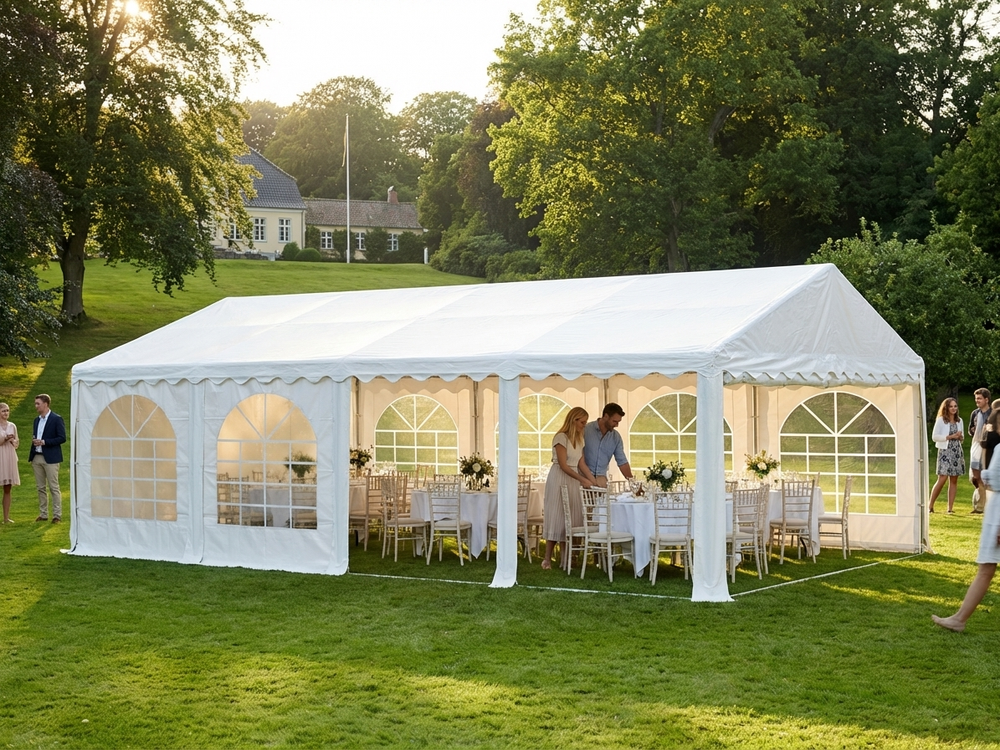 White PVC Marquee 4x8m with Galvanised Steel Frame for Outdoor Events - view 3