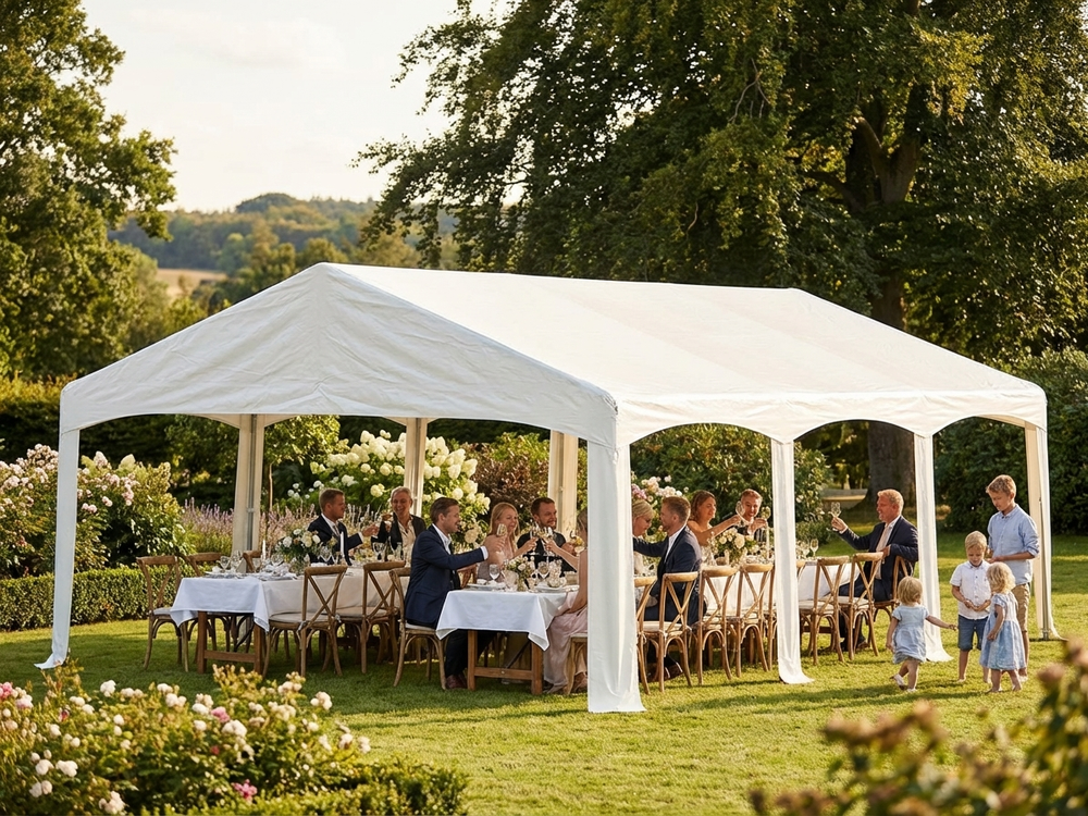White PVC roof cover for 5x8m marquee, flame retardant - view 3