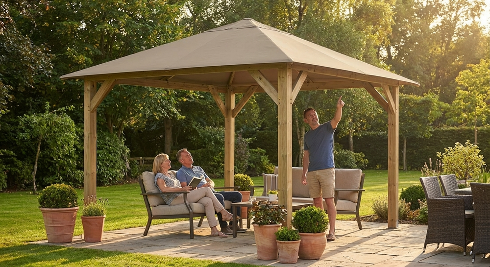 Dark Beige Gazebo Canopy 4x4m for Outdoor Use - product detail