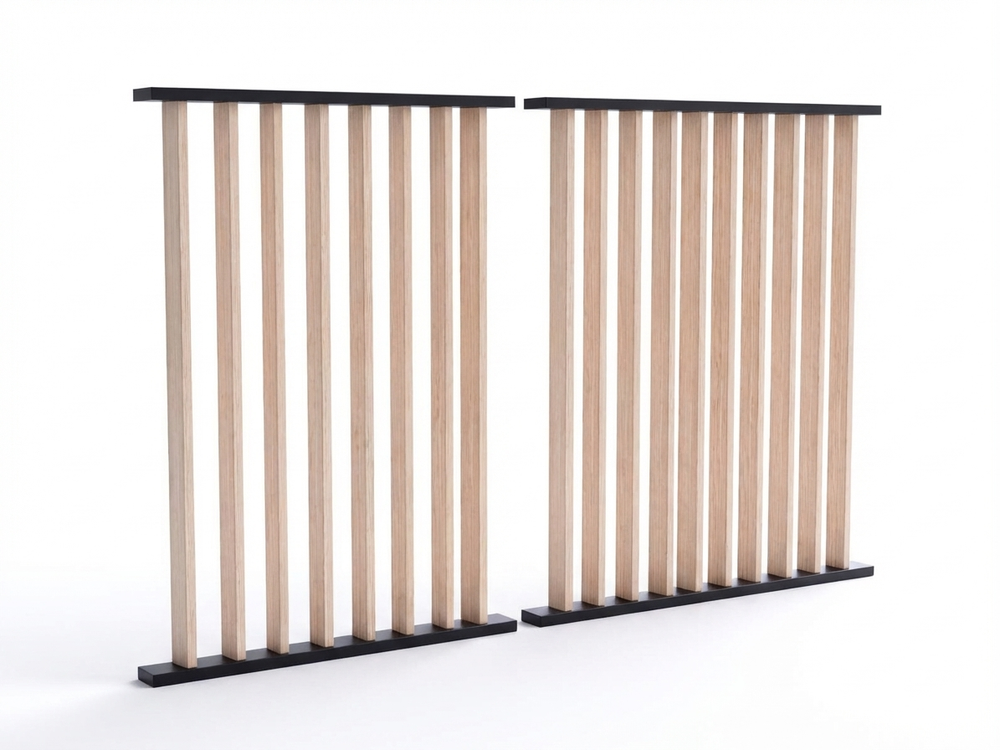 Fence set for BBQ pergola in black and wood finish, made from durable aluminium and plastic