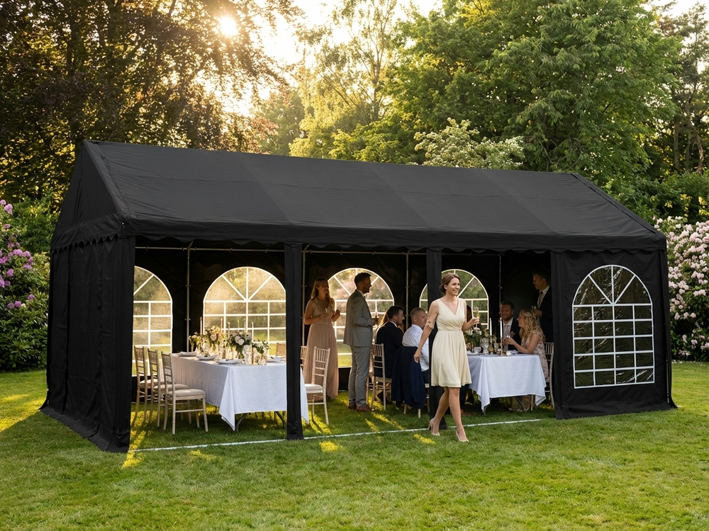 Black PVC/Polyester marquee 4x8 m for outdoor events - view 3
