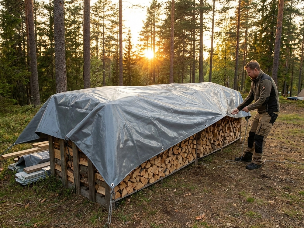 PVC tarpaulin 8x14 m in grey for outdoor use - product detail