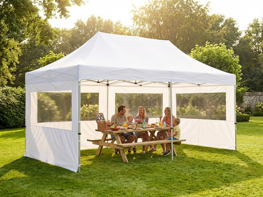 White pop up gazebo 3x6m, flame retardant for outdoor events - product detail