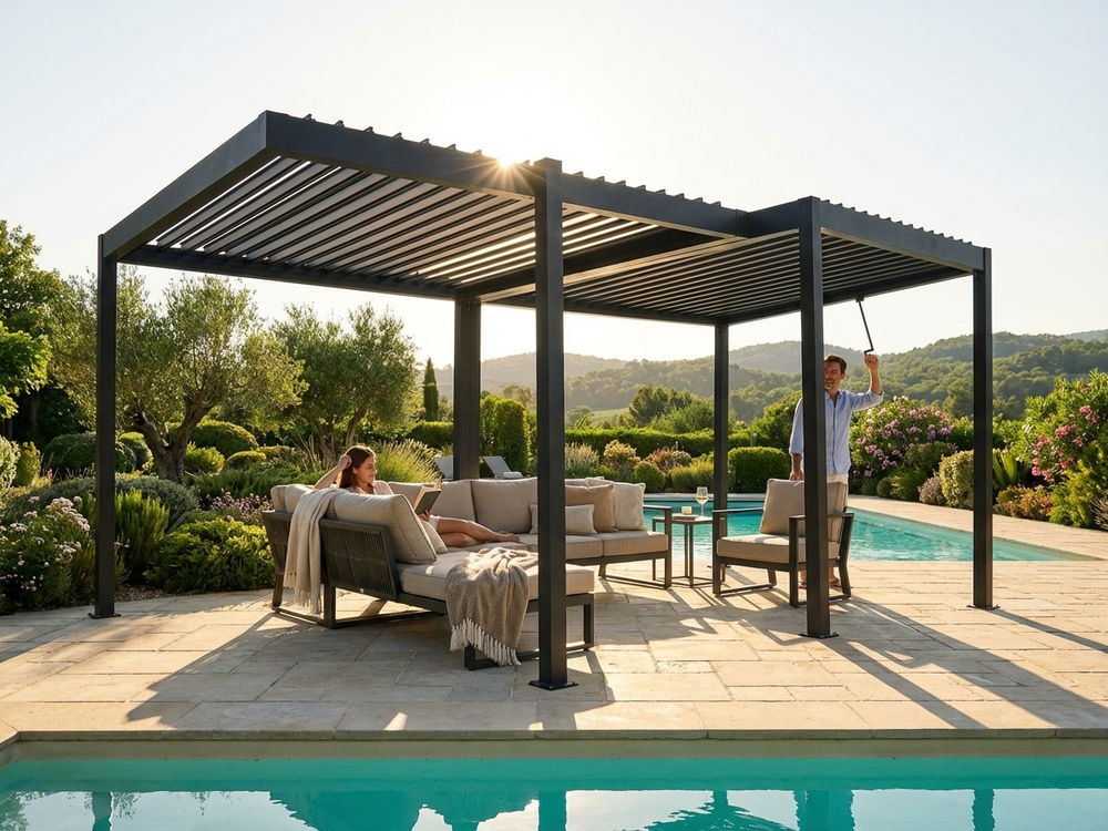 Aluminium Pergola Gazebo in Black for Outdoor Use - view 3