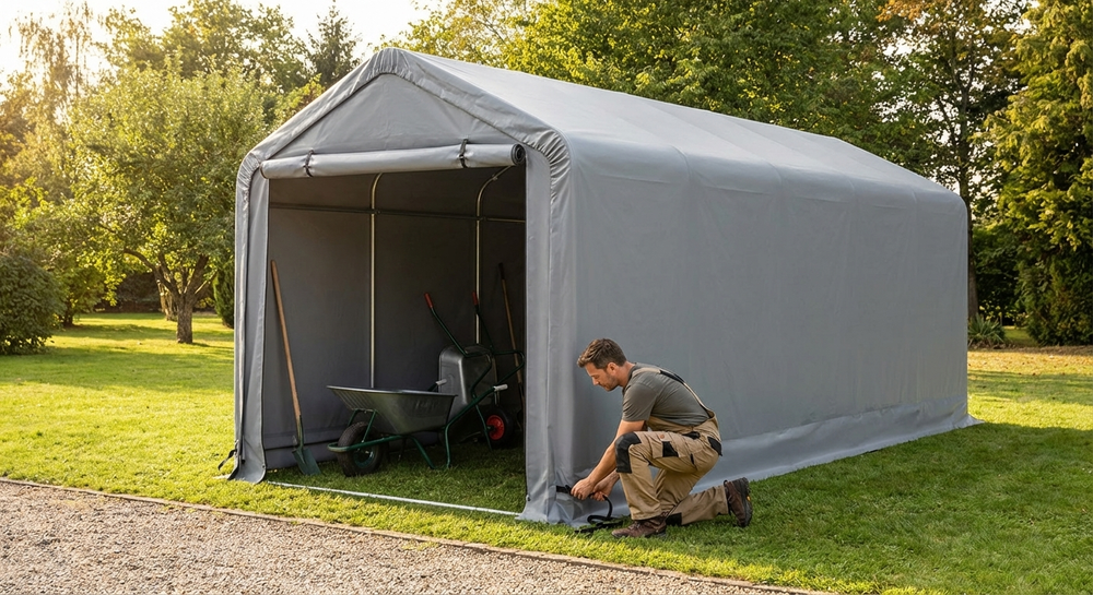 PVC Roof Cover 5x10 m Grey for Storage Shelters