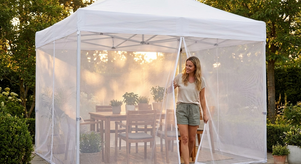 3m white mosquito net made from recycled PE for outdoor events