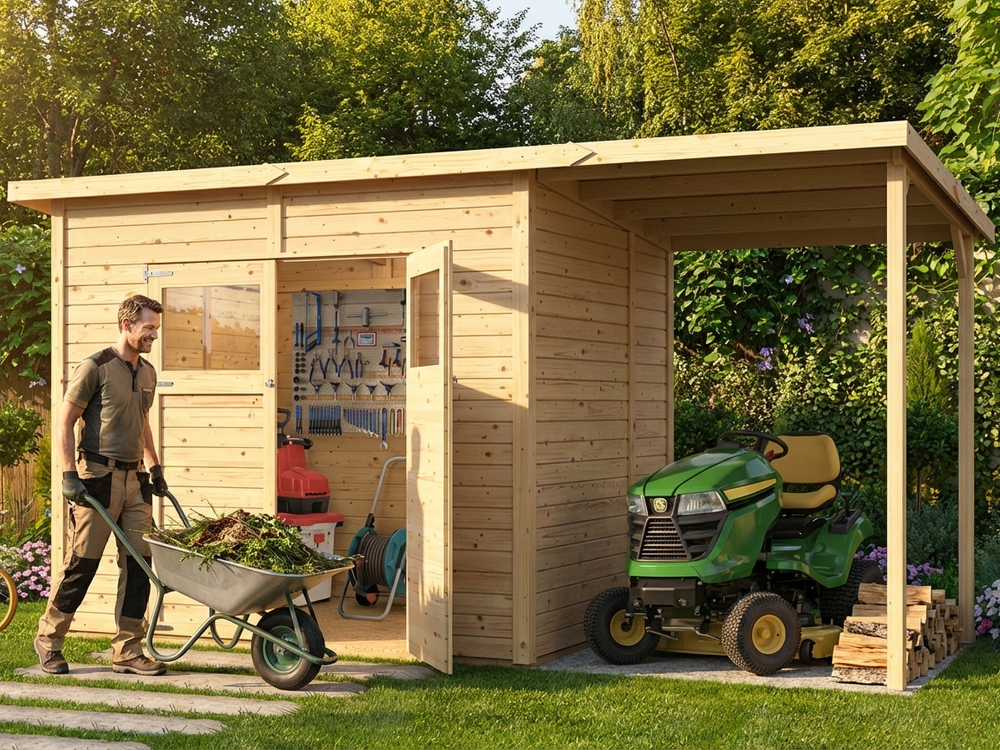 Wooden garden shed made from Nordic Spruce - product detail
